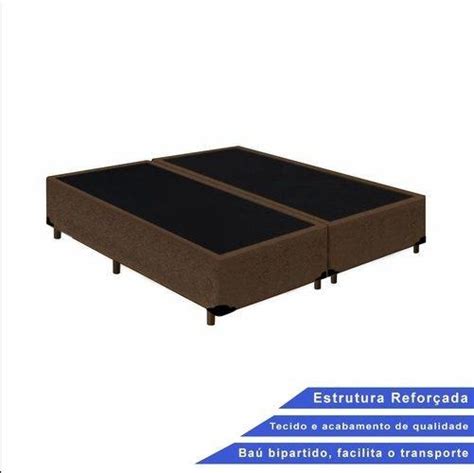 Base Box Casal Bipartido Suede Marrom X X Dma Base Para