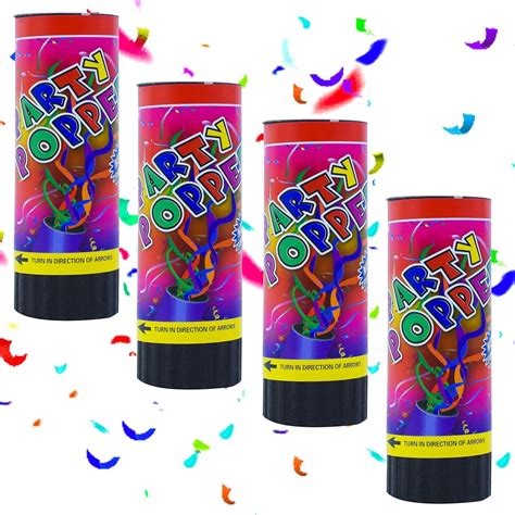 4pcs Multi Coloured Confetti Cannons Wedding Party Poppers Confetti