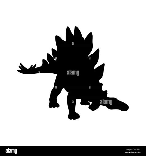 Silueta Realista Negra De Un Dinosaurio Sobre Un Fondo Blanco Clipart Vector Stegosaurus Imagen