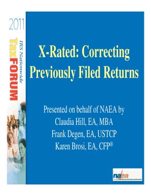 Fillable Online Irs X Rated Correcting Previously Filed Returns Irs