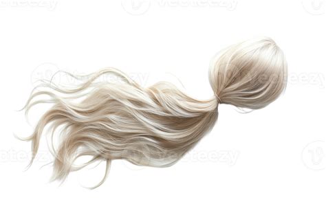 Long Flowing Blonde Hair Styled In A Ponytail On A White Background