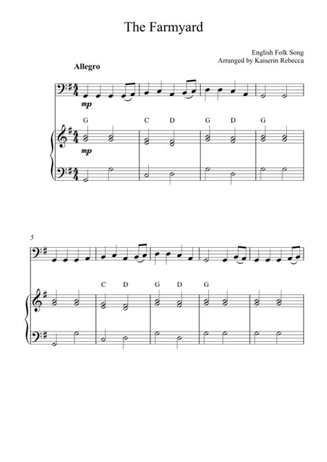 The Farmyard Arr Kaiserin Rebecca By English Folk Song Sheet Music For Cello And Piano At