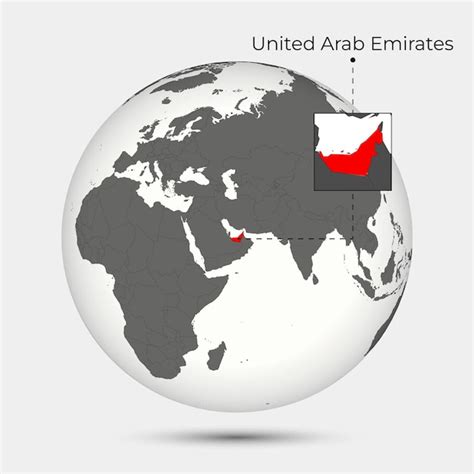 Mapa De Los Emiratos Rabes Unidos Con Posici N En El Globo Vector