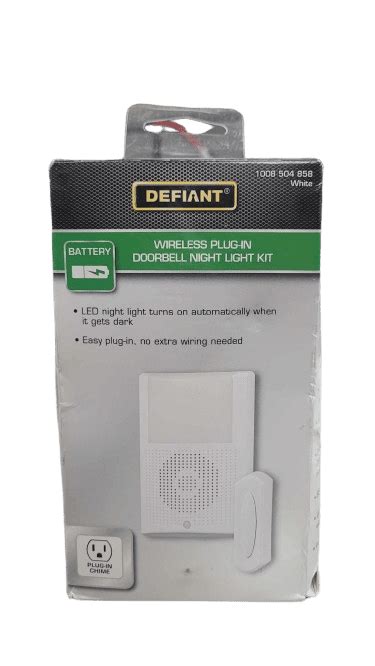 Defiant Plug In Wireless Doorbell Kit With Led Night Light And Wireless Push Button Garland