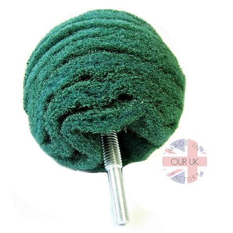 Abrasive Ball 75mm Green BUFFING BALL On 6mm Re Usable Shank Abrasive