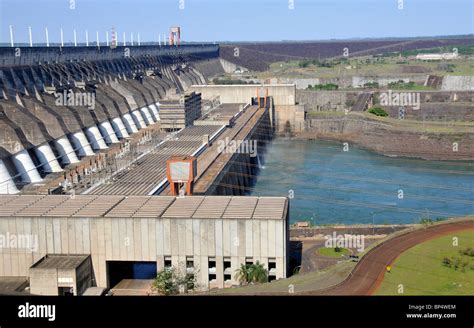 Itaipu Hydroelectric Dam Parana River Border Between Brazil And