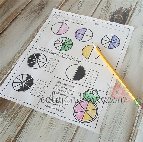 Free One Half Fraction Printable Worksheet Calm And Wave