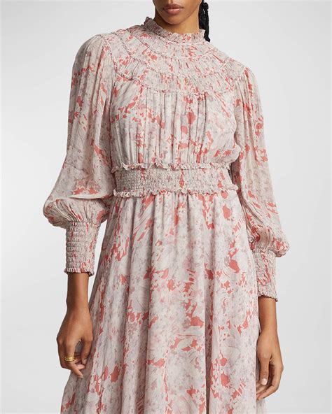 Polo Ralph Lauren Floral Crinkled Georgette Dress Neiman Marcus