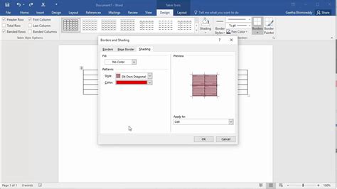 How To Apply Background Pattern To A Cell Or Group Of Cells In A Table