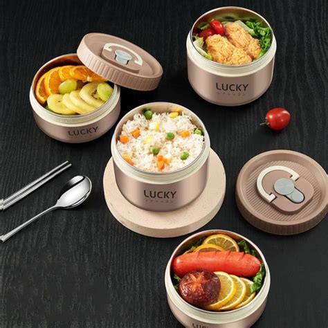 Weiya Stainless Steel Thermal Lunch Box Stackable Double Layer Food