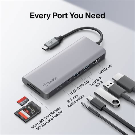 7 In 1 Multiport Usb C Adapter Usb C Hub 4k Belkin Us