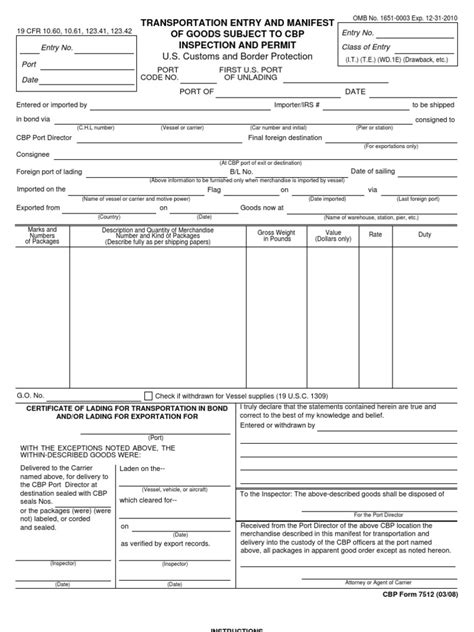 Us Customs And Border Protection Form Fillable Printable Forms Free