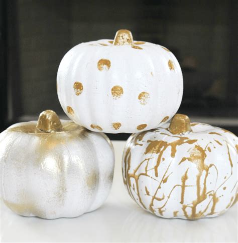 Gold And White Painted Pumpkins Three Different Ways At Home With Zan