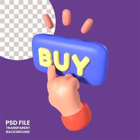 Premium Psd Buy Button D Illustration Icon