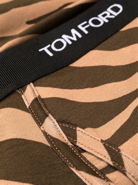 Tom Ford Logo Waistband Zebra Print Boxer Brown Farfetch