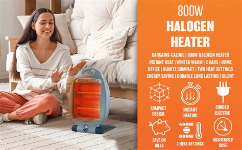 800W Halogen Heater Instant Heat With Two Settings Ideal For Winter