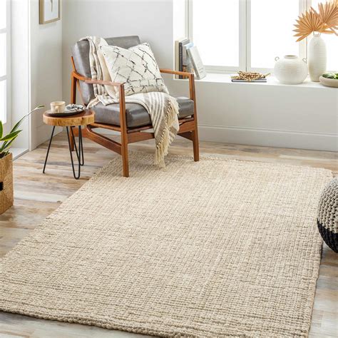 S And L Homes Wool Cotton Hand Woven Chunky Knit Popcorn Rug Ivory Contemporary Area