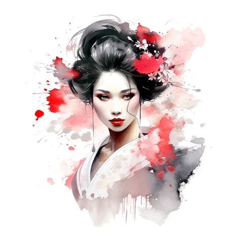 Ilustraci N De Pintura En Acuarela De La Chica Geisha Vector Premium