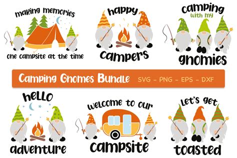 Camping With Gnomes Svg Bundle Camp Svg Illustration Par All About Svg