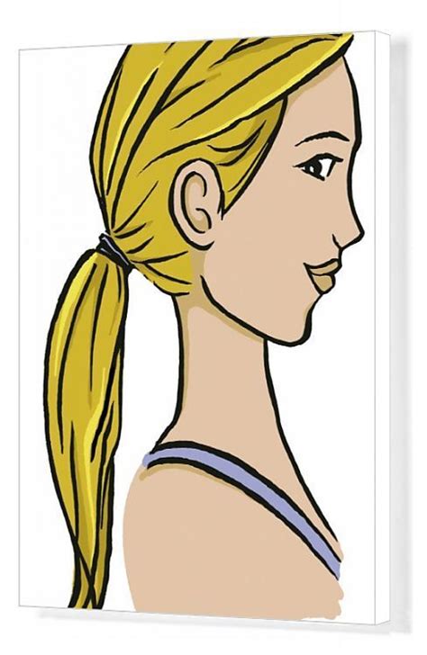 Print Of Girl In Strap Top With Long Blonde Hair Tied At Back Side View Blonde Hair Ties