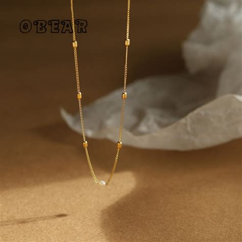 Natural Freshwater Pearl Simple Rice Bead Necklace Clavicle Chain For