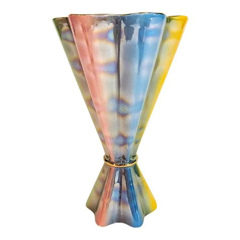 Vintage 1950 S Sicas Sesto Fiorentino Rainbow Lustre Glaze Vase