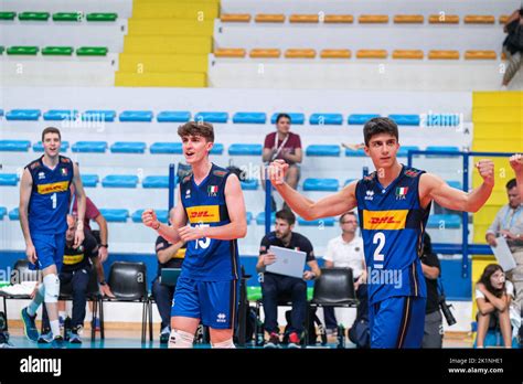 The Team Of Italy Exults The Victory Of The Match During The Cev U