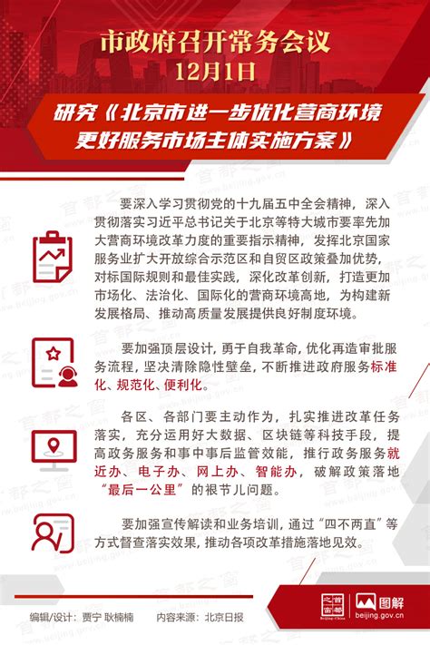 市政府常務會議：研究《北京市進一步優化營商環境更好服務市場主體實施方案》圖解北京市政府常務會議首都之窗北京市人民政府門戶網站