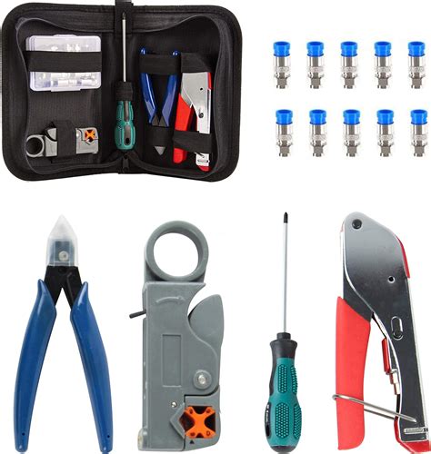 Coaxial Compression Tool Kit Wire Stripper With F Rg6 Rg59 Connectors