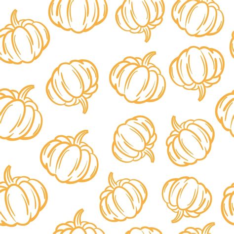 Premium Vector Pumpkin Doodle Hand Drawn Orange Seamless Pattern