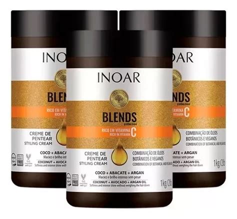 Kit 03 Creme De Pentear Inoar Máscara Blends 1kg Parcelamento sem juros