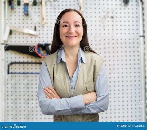 Handyman Woman At The Workshop Stock Photo Image Of Conceptual