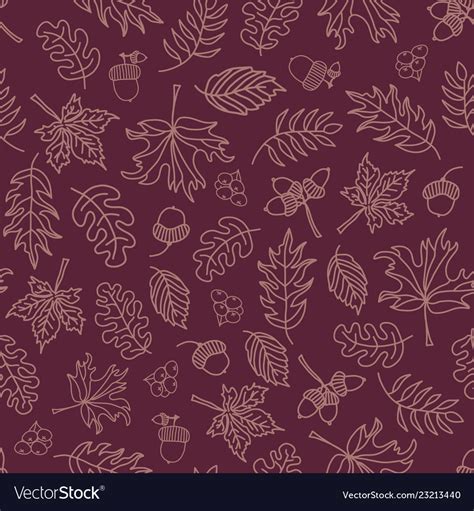 Autumn leaves seamless background purple Vector Image