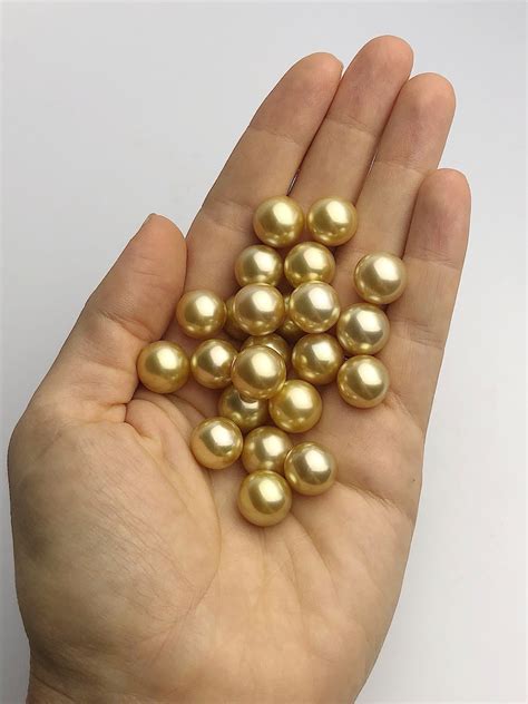 Top Quality Golden South Sea Loose Pearls Round Mm Etsy