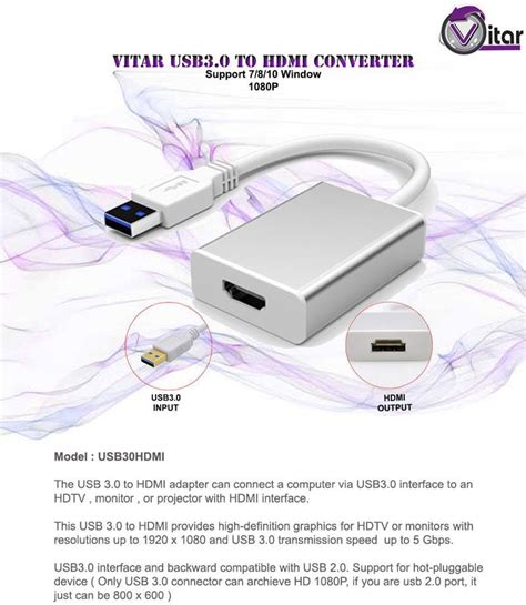 Vitar Hdvg Vga Cable To Hdmi Female Converter With Audio