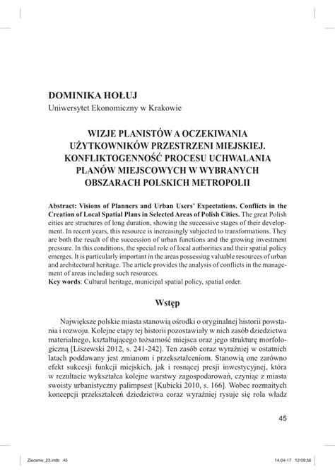 Pdf Wizje Planist W A Oczekiwania U Ytkownik W Przestrzeni Miejskiej