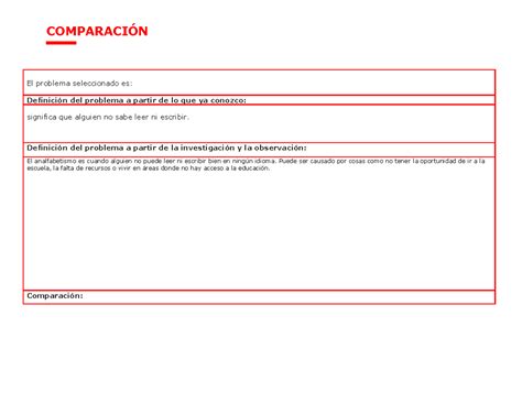 Supuestos 2 COMPARACIÓN El problema seleccionado es Definición del