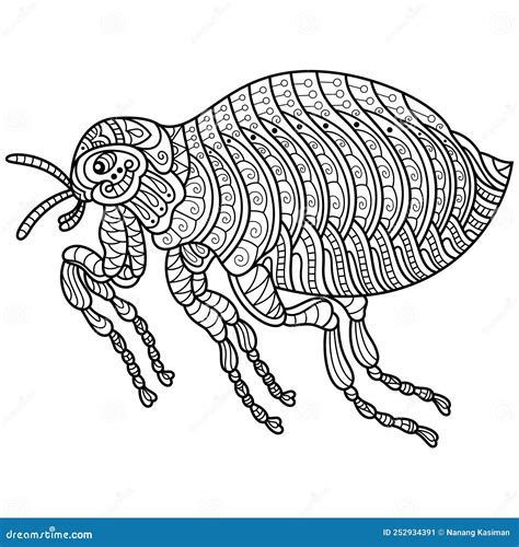 Fleas Coloring Page Drawing For Kids Cartoon Vector