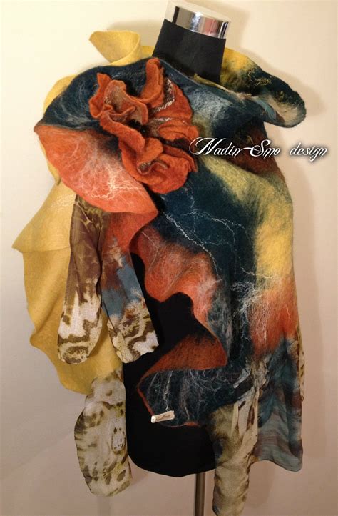 Hand Felted Scarf Wrap Pure Merino Wool