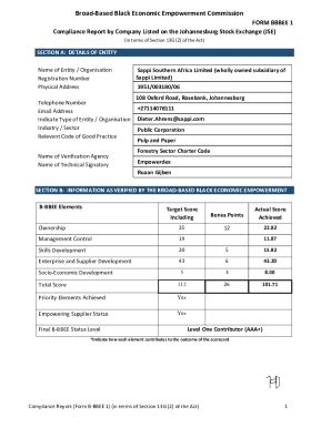 Fillable Online Form Bbbee Compliance Report G Sappi Sa Fax