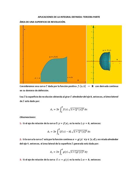 Área De Una Superficie De Revolución Pdf Integral Curva