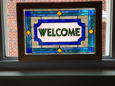 Welcome Sign Etsy Welcome Sign Stained Glass Paint Welcome