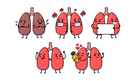 Cute Lungs Organ Cartoon Illustration Graphic By Guavanaboy Creative