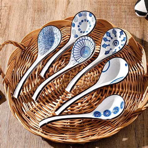 6 Pcs Asian Soup Spoons Ceramic Soup Spoon Set 6 5 Inch