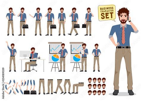 Businessman vector character creation set. Male business cartoon ...