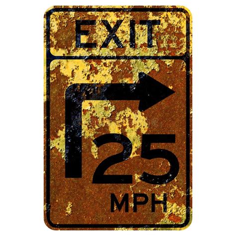 Old Rusty American Road Sign Turn Curve Exit Speed Advisory Maryland