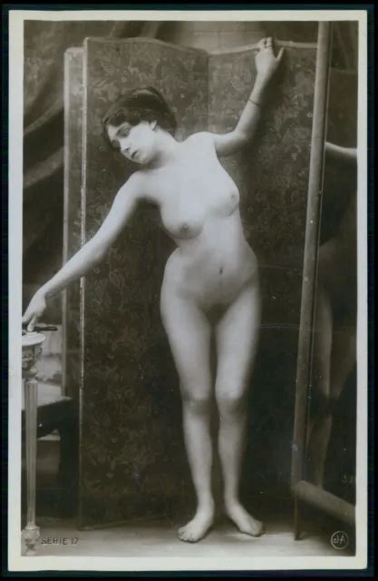 French Nude Woman On Screen Dancing Pose Original Old C S Photo