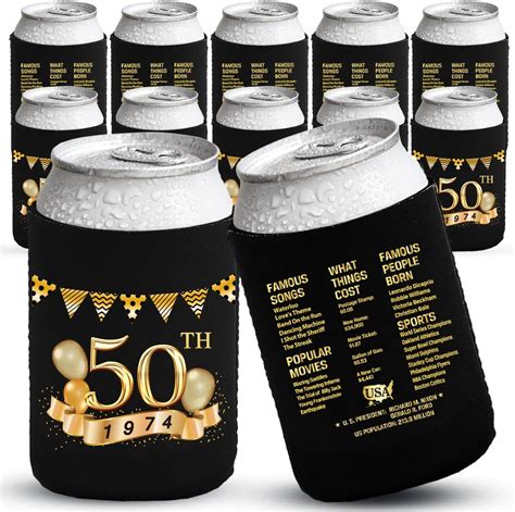 Sparkle And Bash 12 Pack 50th Birthday Can Cooler Sleeves