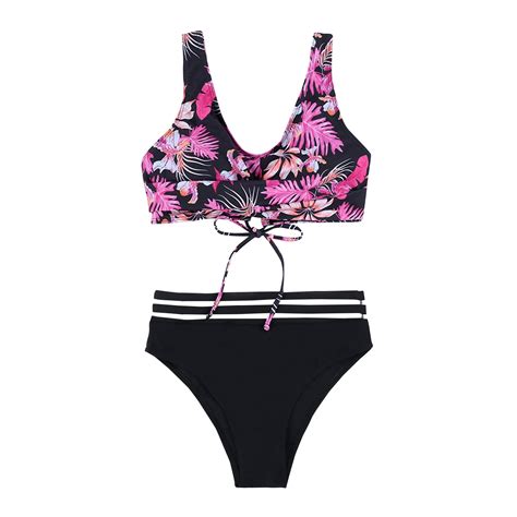 Knosfe Women S Bikini Sets Two Piece Floral Swimwear Summer Push