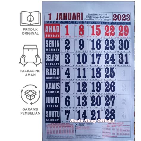 Jual KALENDER 2023 TANGGALAN 2023 UKURAN SEDANG BESAR JUMBO Shopee